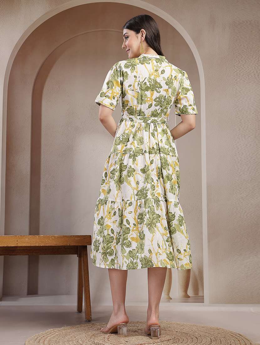 women printed collared tiered dress - 22514653 -  Standard Image - 4