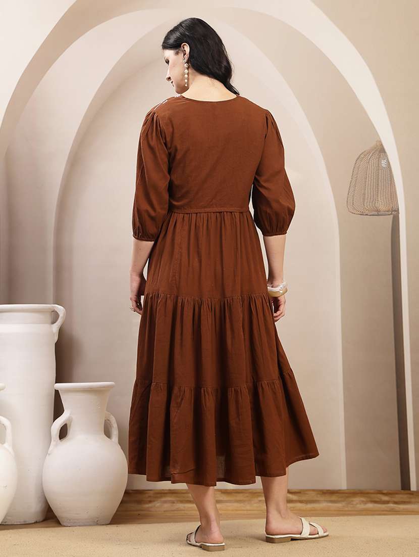 women embroidered round neck tiered dress with jacket - 22514663 -  Standard Image - 4