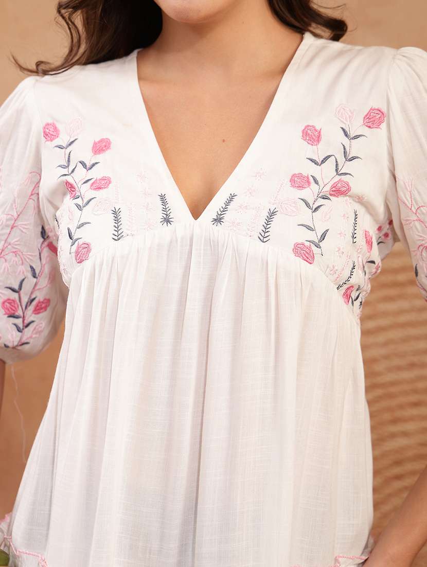 women embroidered puff sleeves tiered dress - 22514674 -  Standard Image - 6