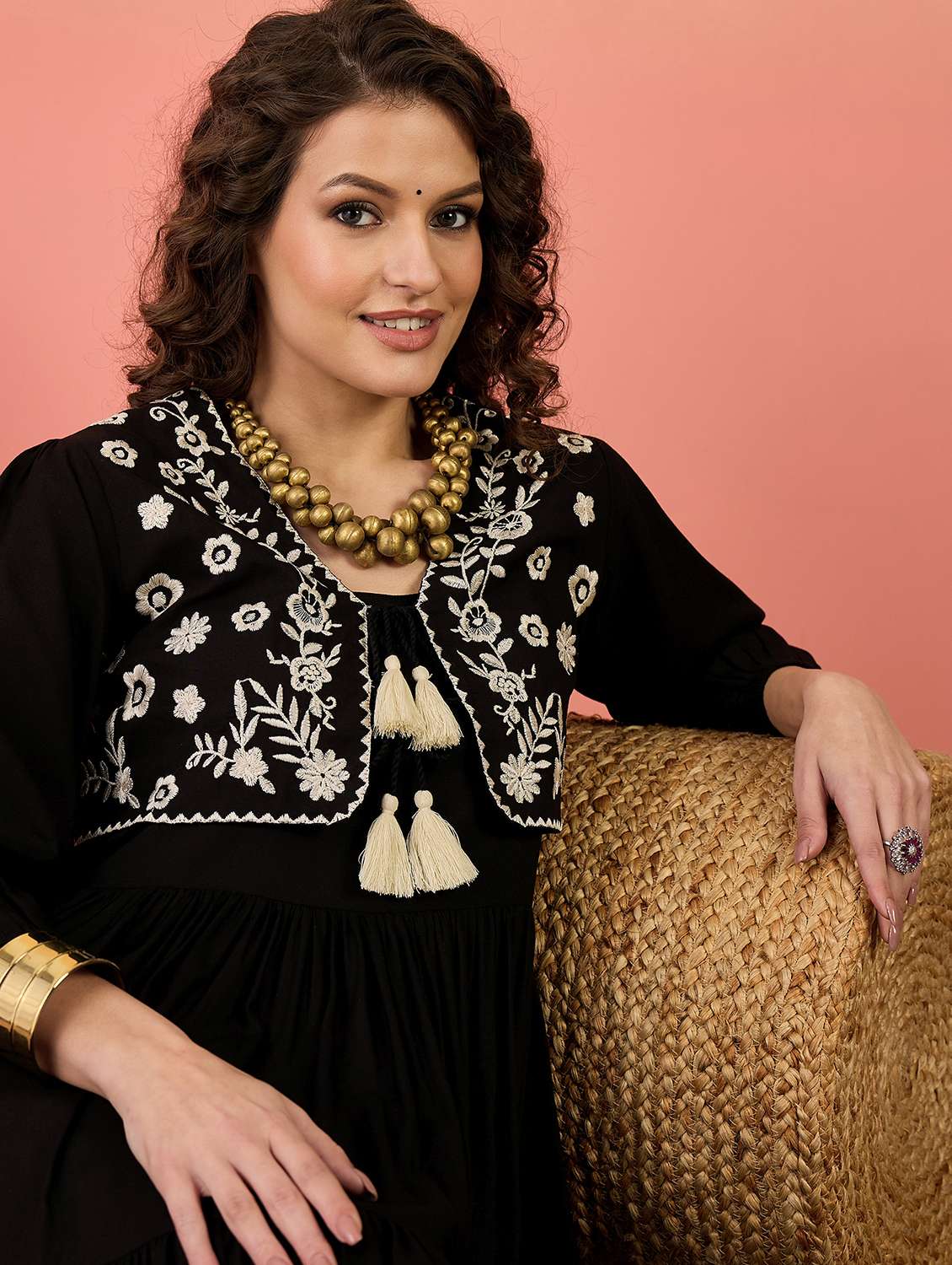 women embroidered sleeveless tiered dress with jacket - 22514686 -  Standard Image - 1