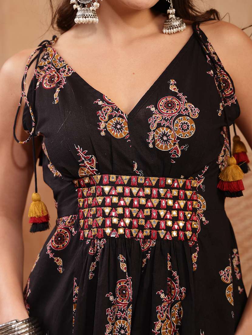 women printed sleeveless a-line dress - 22514690 -  Standard Image - 1