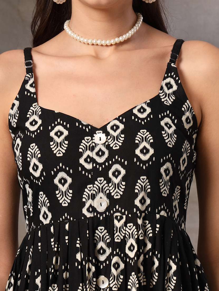 women printed shoulder strap fit and flare dress - 22514691 -  Standard Image - 6
