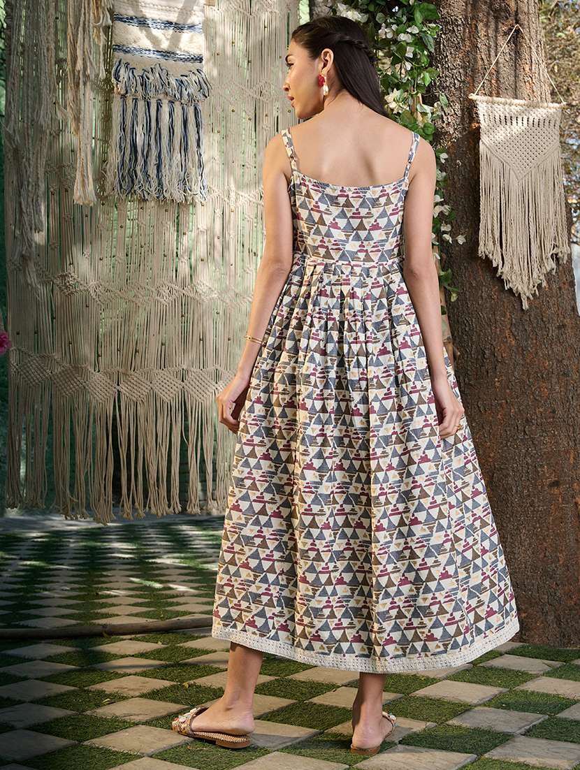women printed shoulder strap fit and flare dress - 22514707 -  Standard Image - 4