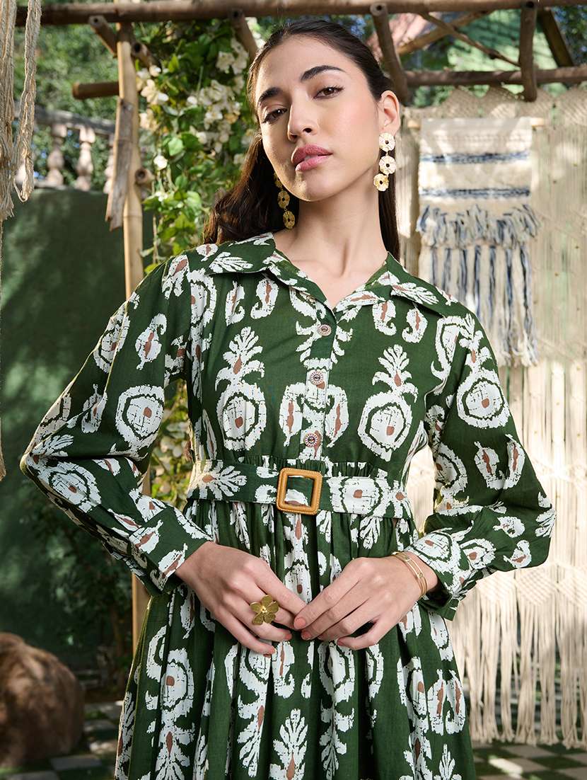women printed long sleeves fit and flare dress - 22514716 -  Standard Image - 1