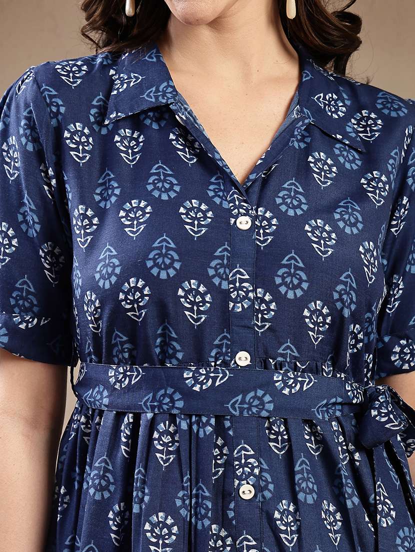 women printed collared tiered dress - 22514724 -  Standard Image - 1