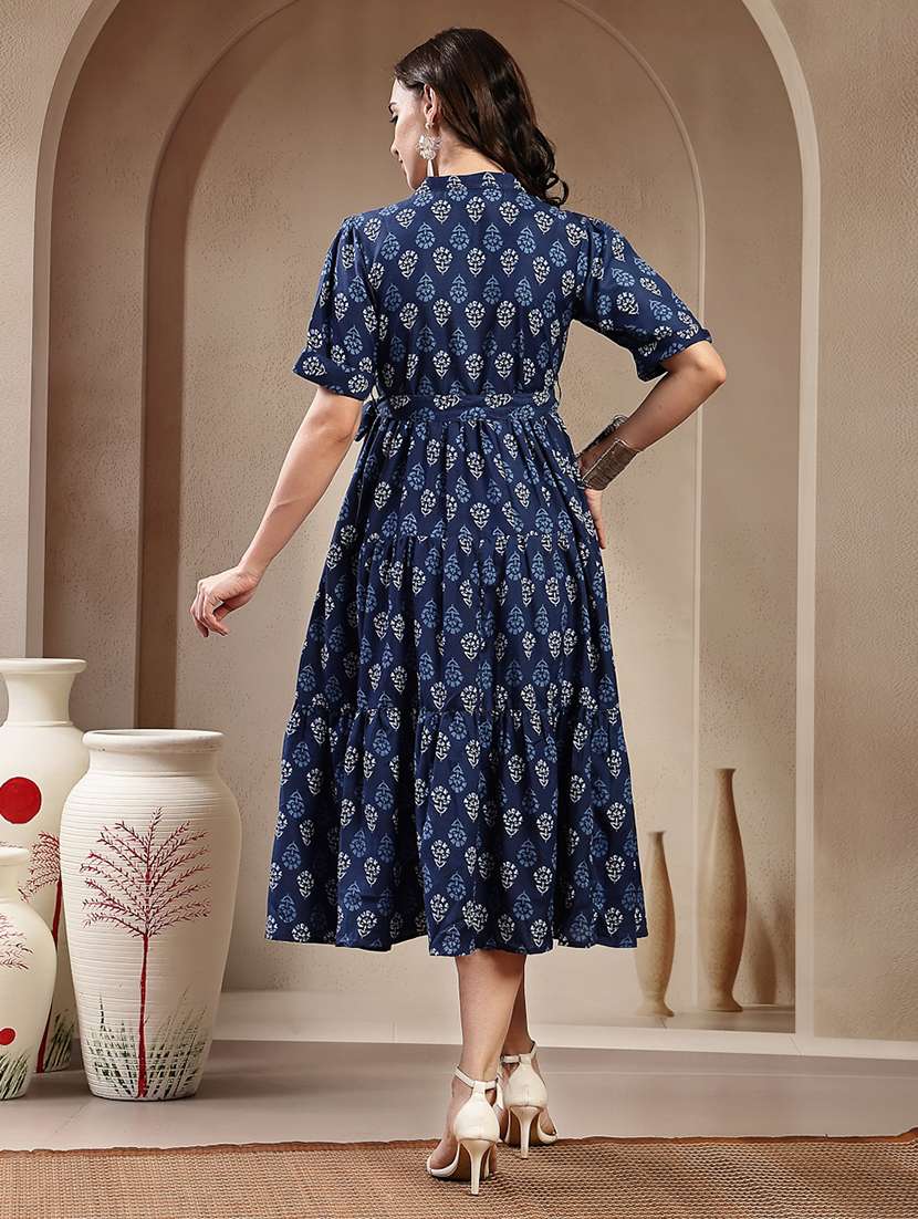 women printed collared tiered dress - 22514724 -  Standard Image - 4