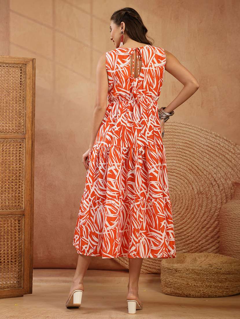 women printed v neck tiered dress - 22514738 -  Standard Image - 4