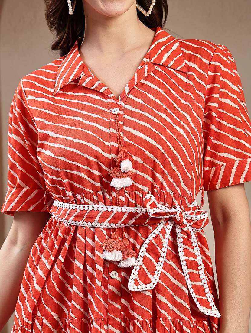 Women Printed Collared Tiered Dress - 22514742 -  Standard Image - 1