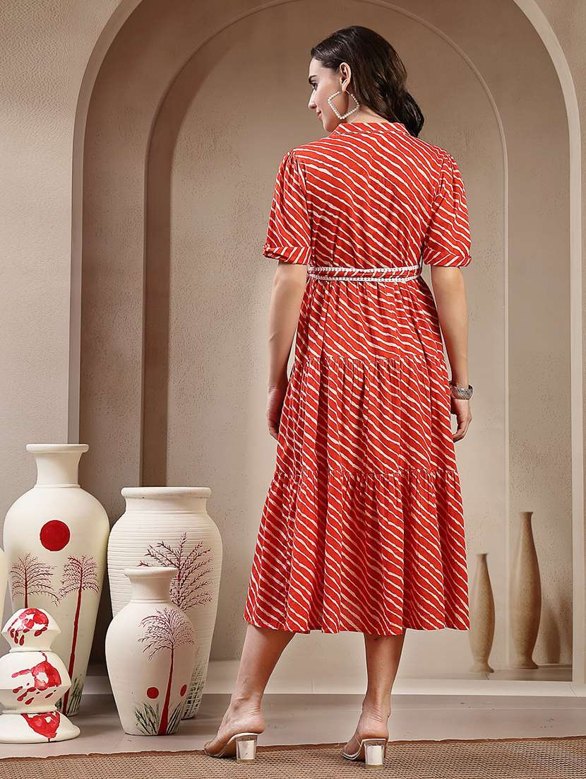 Women Printed Collared Tiered Dress - 22514742 -  Standard Image - 4