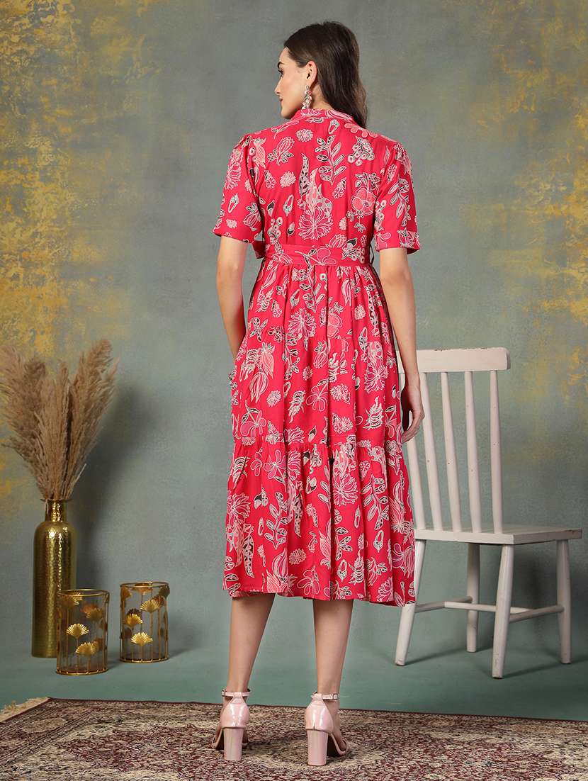 women printed collared tiered dress - 22514748 -  Standard Image - 4