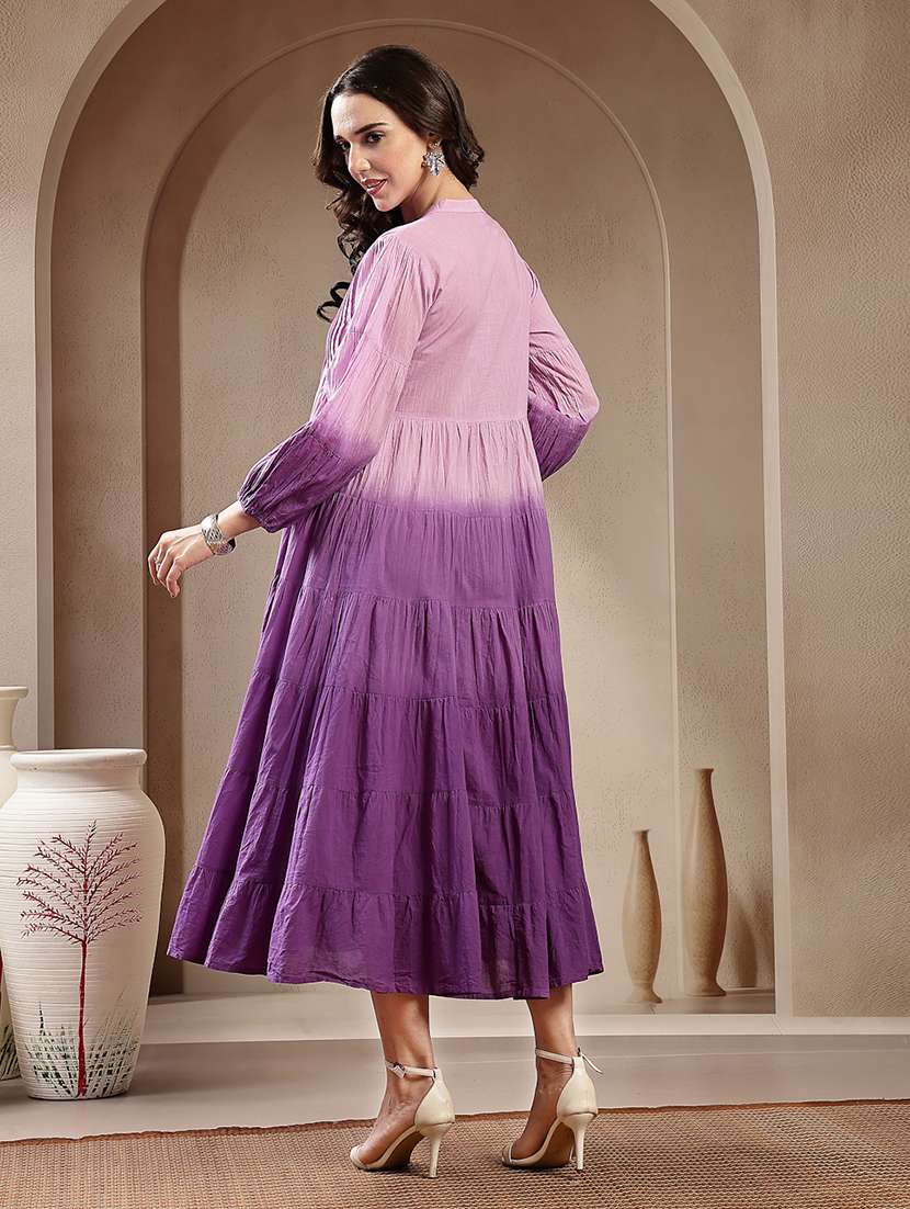 women ombre mandarin neck tiered dress - 22514750 -  Standard Image - 4