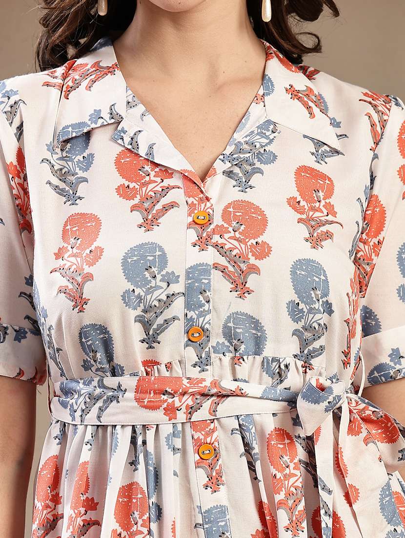 Women Printed Collared Tiered Dress - 22514755 -  Standard Image - 1