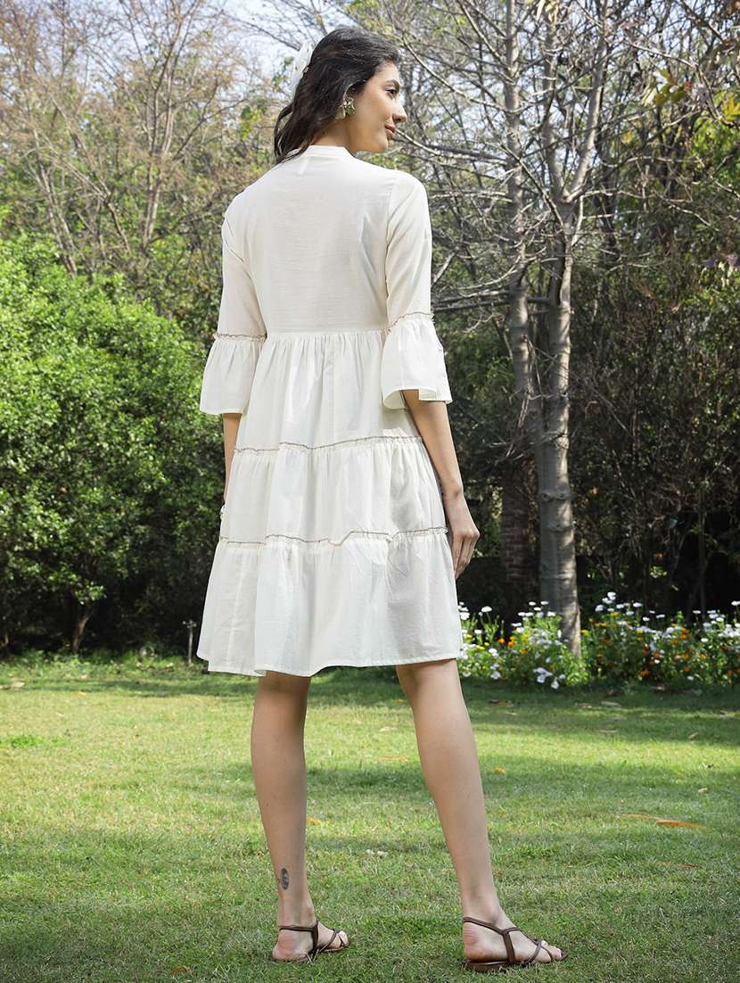 Women Embroidered Mandarin Neck Tiered Dress - 22514756 -  Standard Image - 4