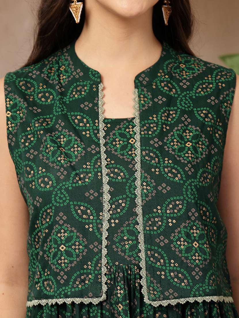 women printed sleeveless tiered dress with jacket - 22514770 -  Standard Image - 1