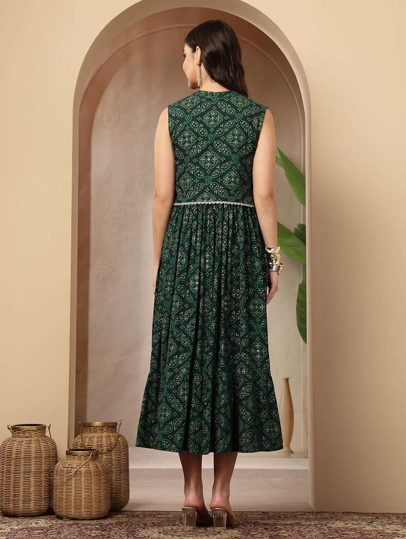 women printed sleeveless tiered dress with jacket - 22514770 -  Standard Image - 4