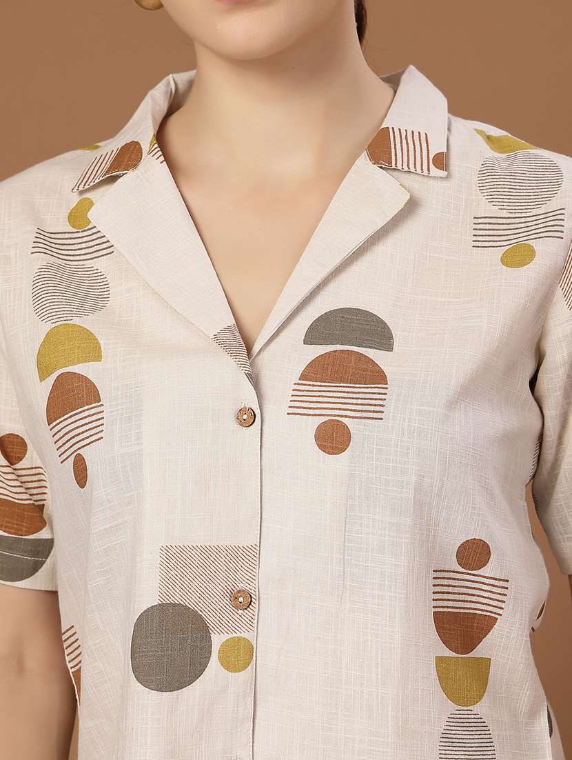 women printed collared crop shirt - 22514783 -  Standard Image - 1