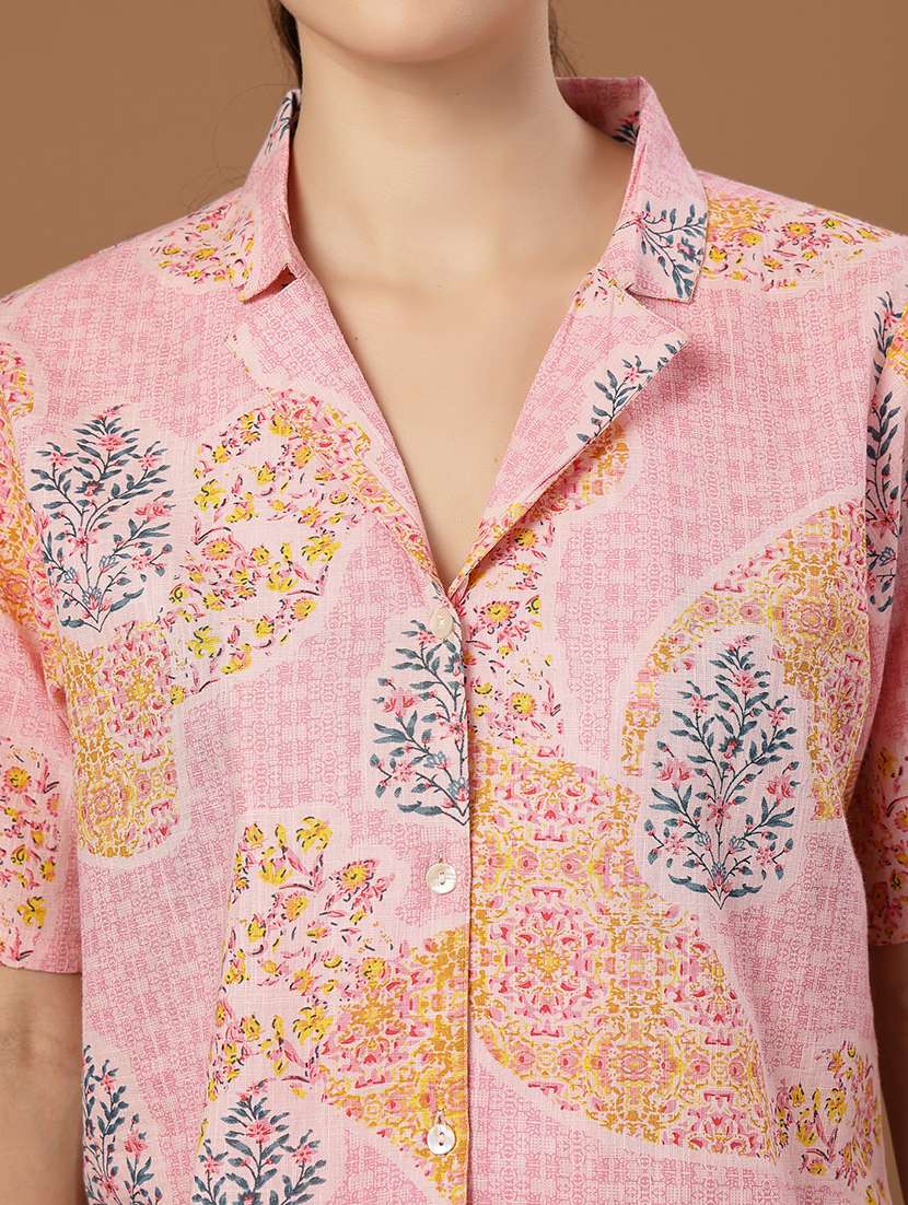 women printed collared crop shirt - 22514786 -  Standard Image - 1