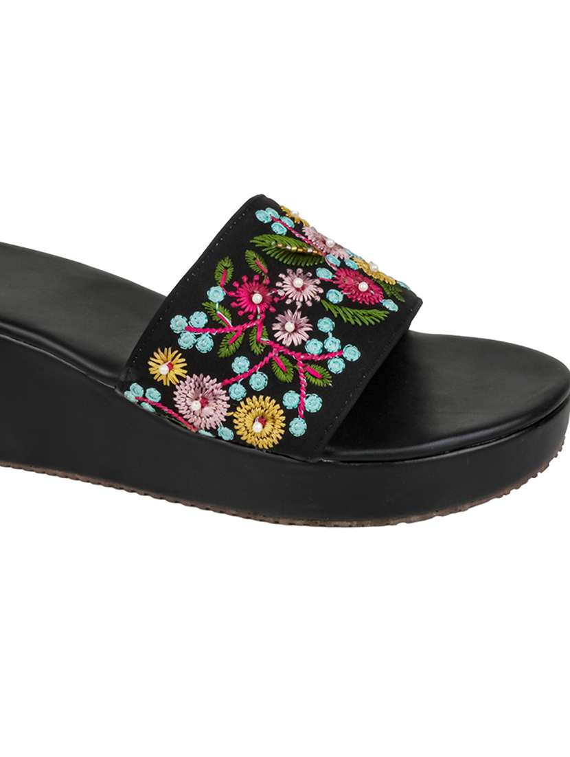 women embroidered slip on wedges - 22514793 -  Standard Image - 4