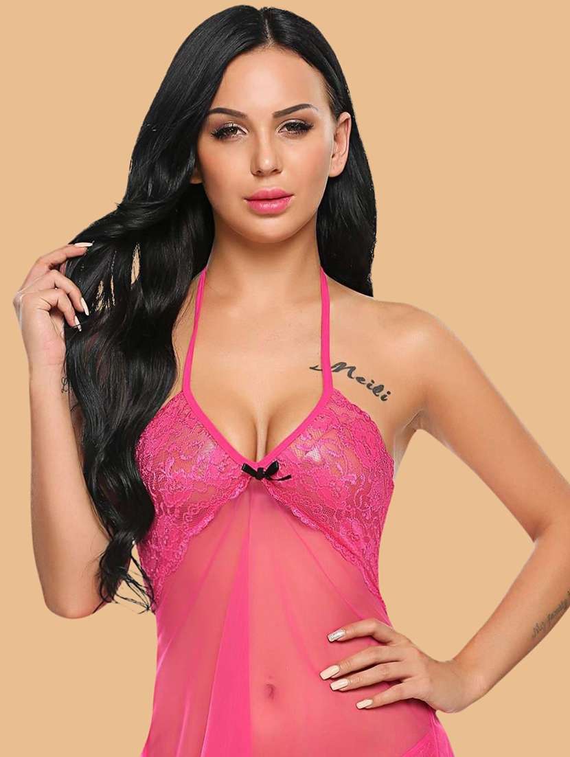 women self design halter neck babydoll set - 22514810 -  Standard Image - 1