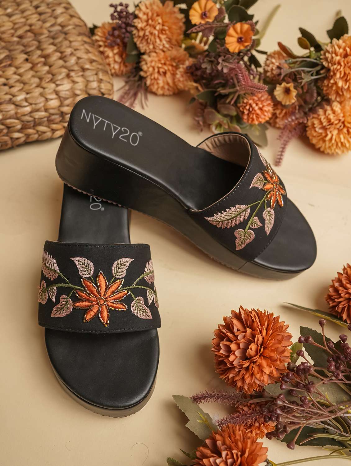 women embroidered slip on wedges - 22514817 -  Standard Image - 1
