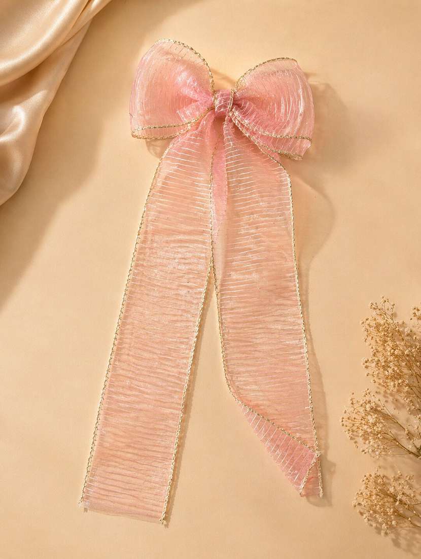 premium rust sheer bow hair clip with gold edging - 22514891 -  Standard Image - 1