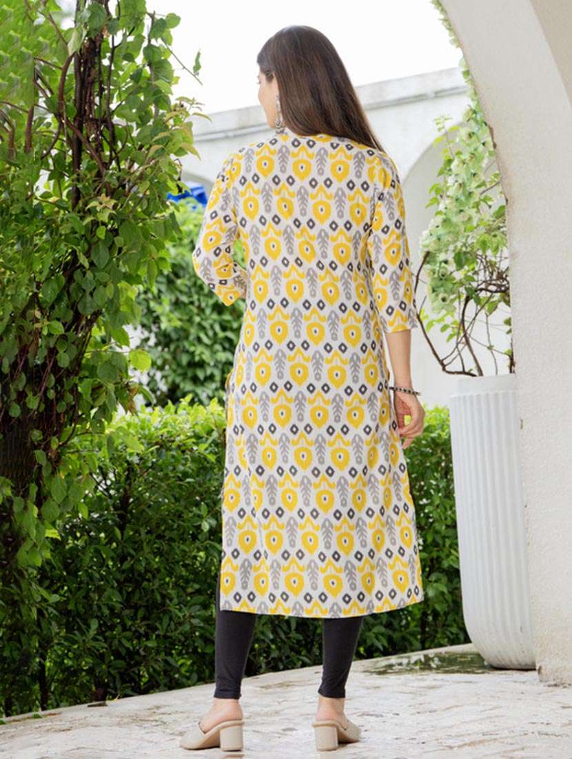 women printed three quarter sleeve straight kurta - 22514922 -  Standard Image - 4
