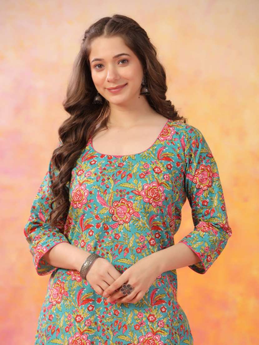 women printed three quarter sleeve straight kurta - 22514924 -  Standard Image - 1