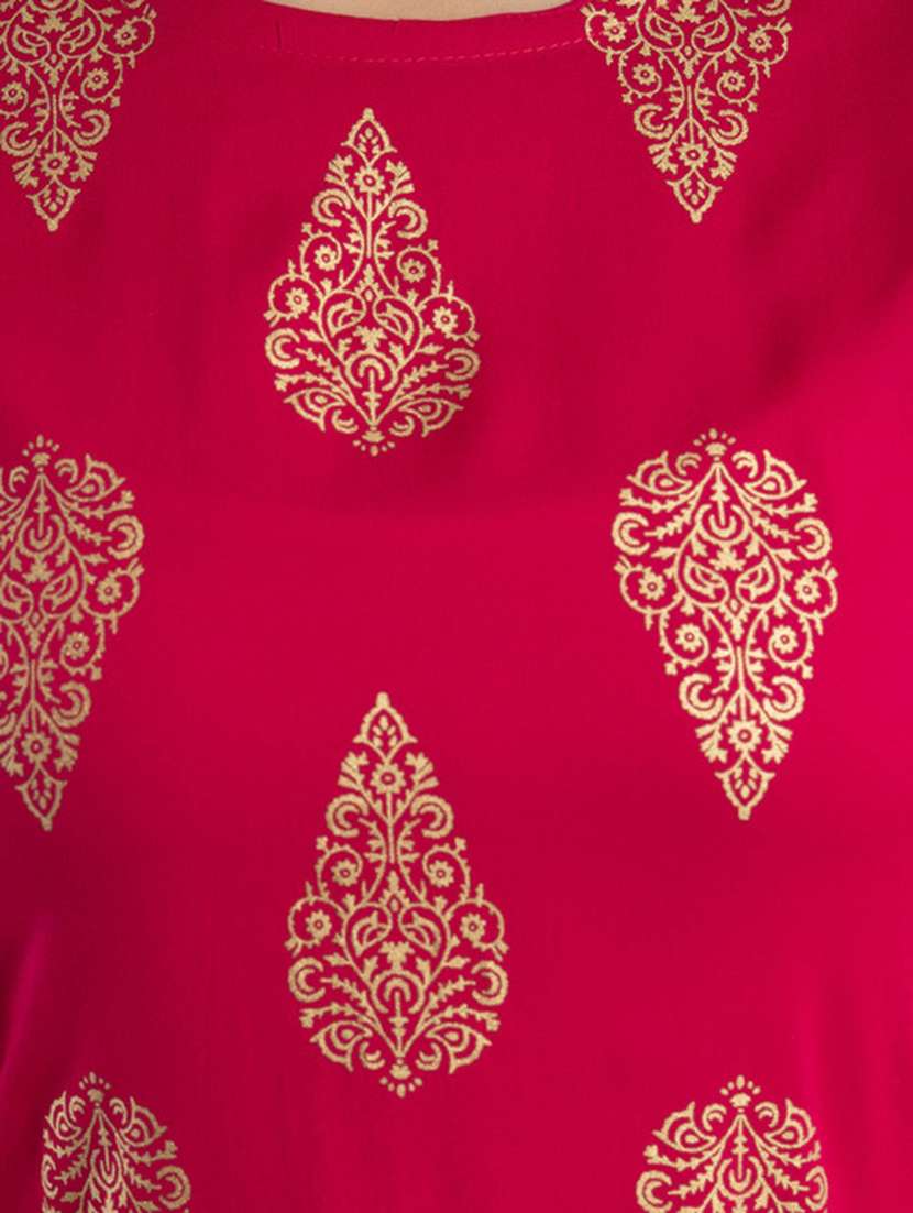 women printed bell sleeve straight kurta - 22514933 -  Standard Image - 1