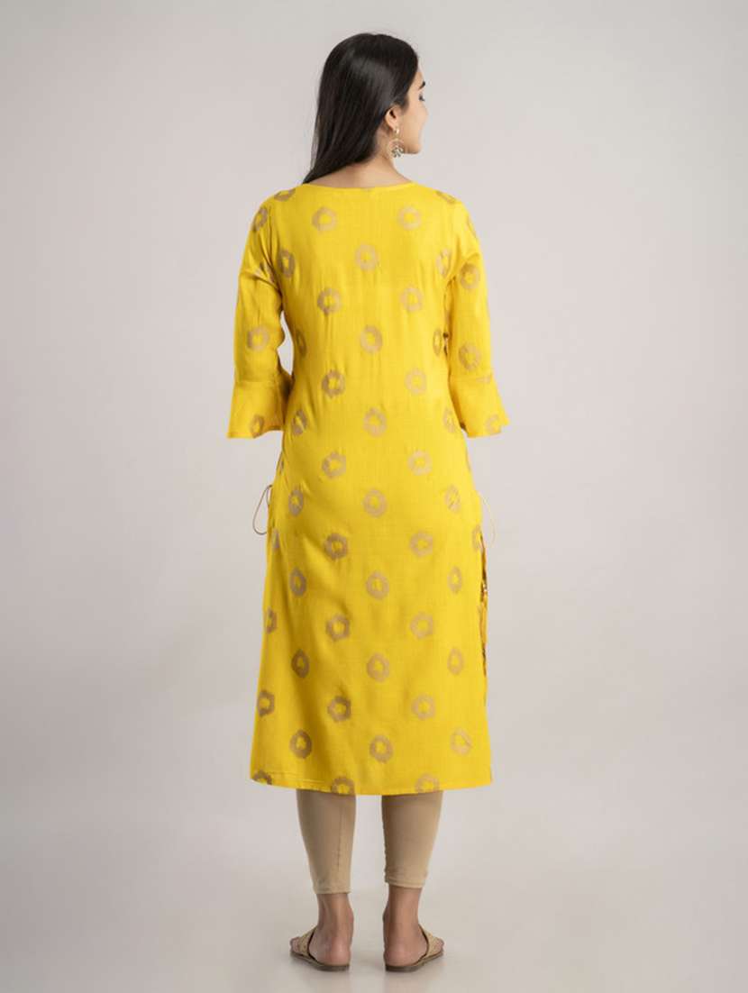 women printed three quarter sleeve straight kurta - 22514938 -  Standard Image - 4