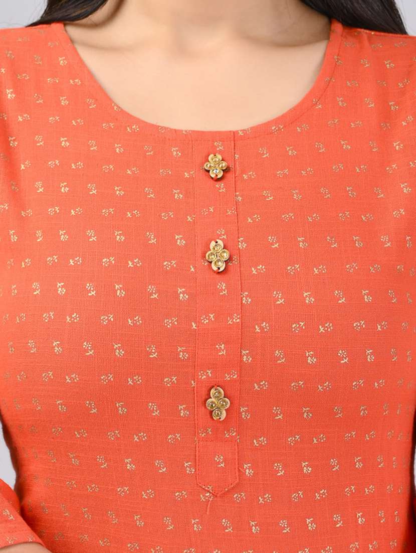 women printed three quarter sleeve straight kurta - 22514939 -  Standard Image - 1