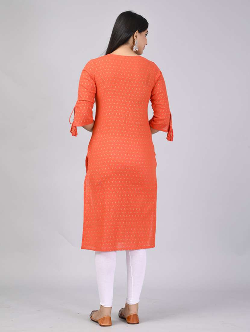 women printed three quarter sleeve straight kurta - 22514939 -  Standard Image - 4