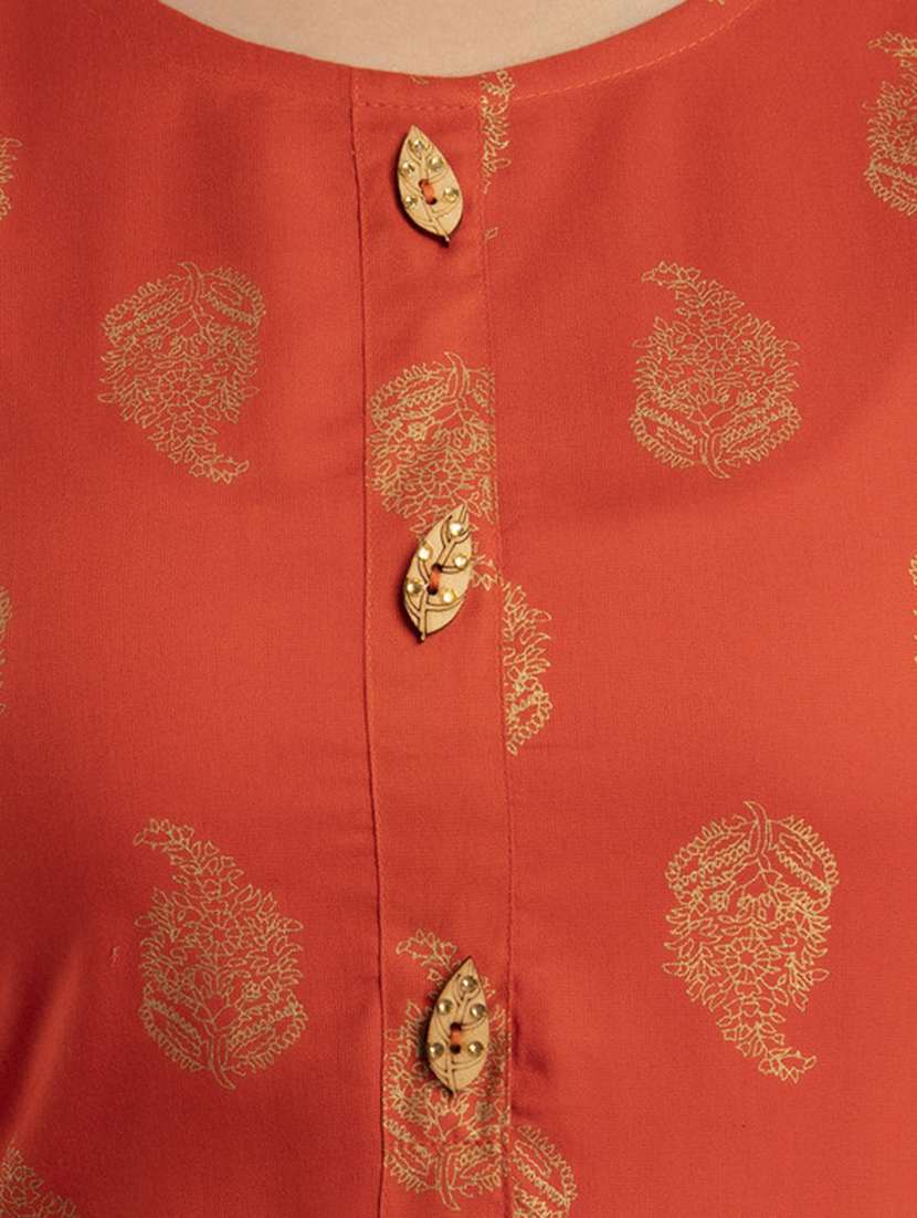 women printed three quarter sleeve straight kurta - 22514944 -  Standard Image - 1