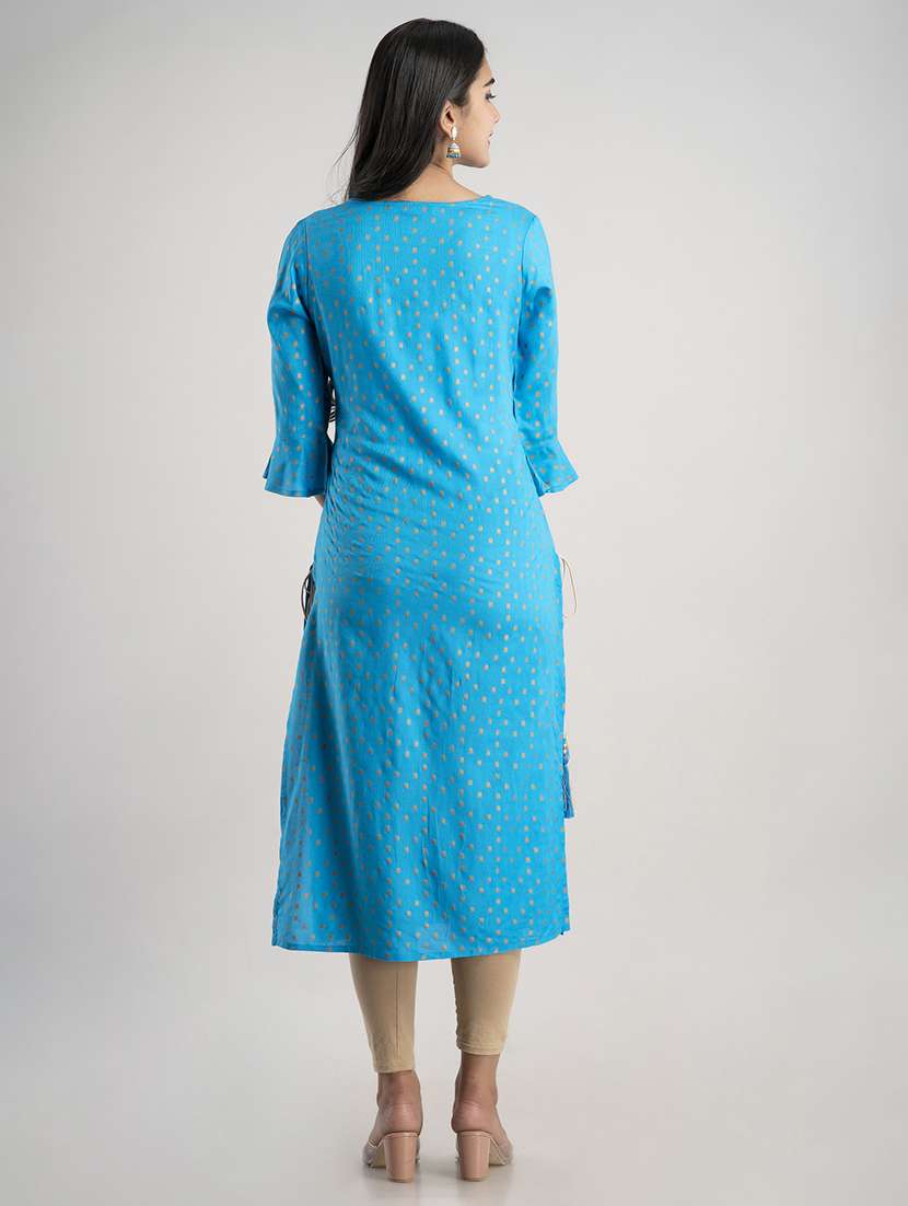 women printed three quarter sleeve straight kurta - 22514947 -  Standard Image - 4