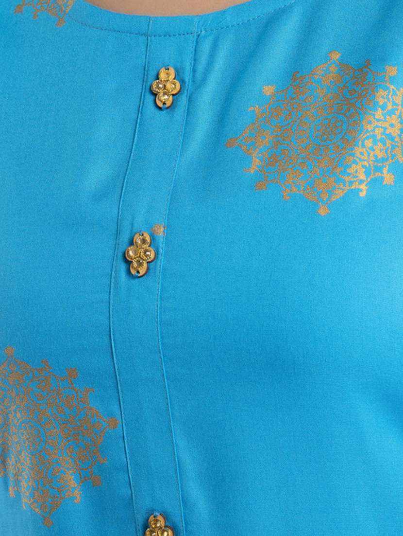 women printed three quarter sleeve straight kurta - 22514948 -  Standard Image - 1