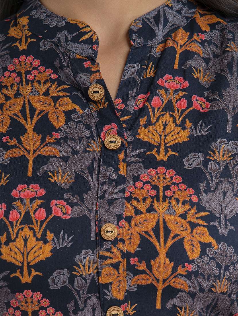 women printed three quarter sleeve straight kurta - 22514951 -  Standard Image - 1