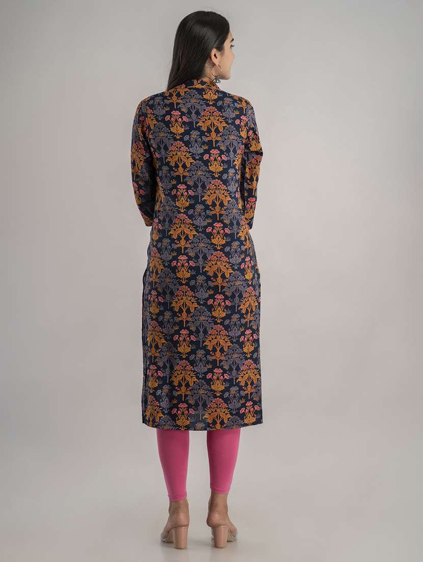 women printed three quarter sleeve straight kurta - 22514951 -  Standard Image - 4