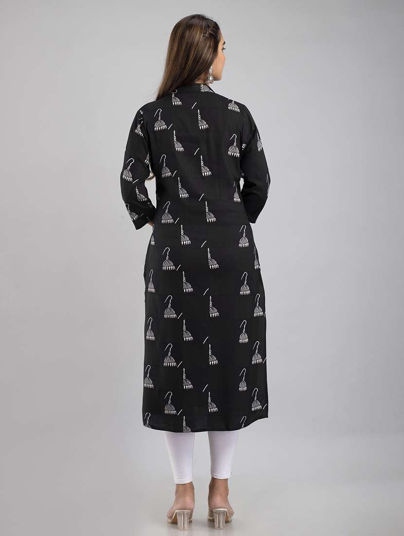 women printed three quarter sleeve straight kurta - 22514952 -  Standard Image - 4