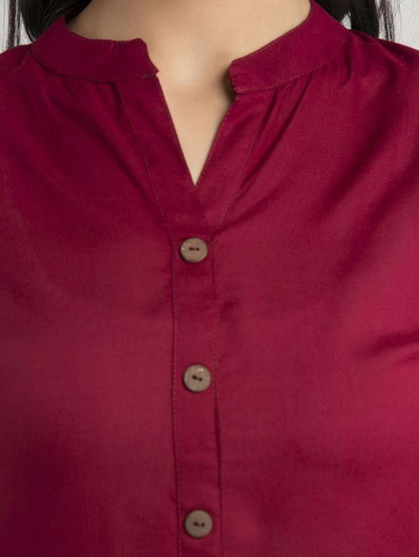 women solid three quarter sleeve a-line kurta - 22514958 -  Standard Image - 1