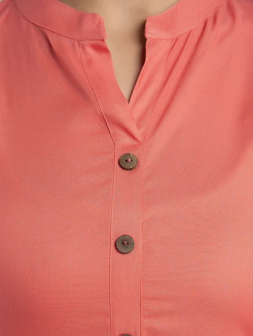 women solid three quarter sleeve a-line kurta - 22514963 -  Standard Image - 1