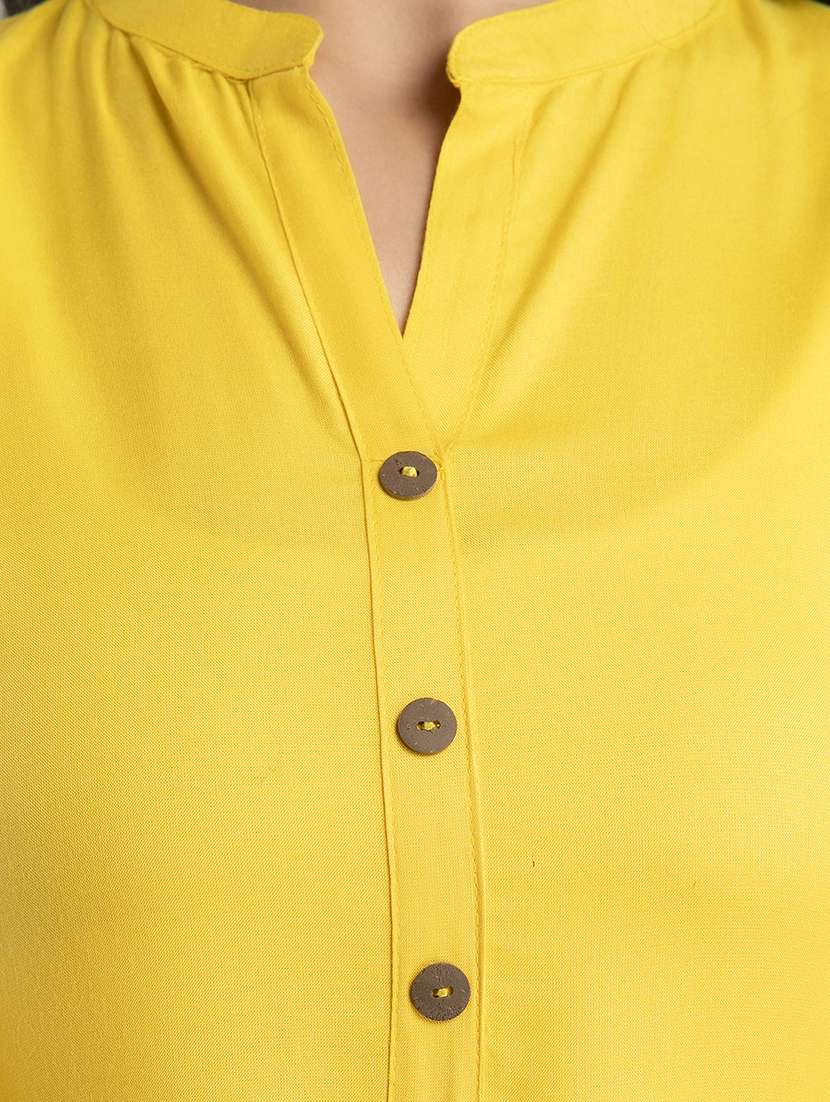women solid three quarter sleeve a-line kurta - 22514964 -  Standard Image - 1