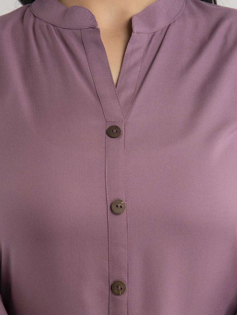 women solid three quarter sleeve a-line kurta - 22514967 -  Standard Image - 1