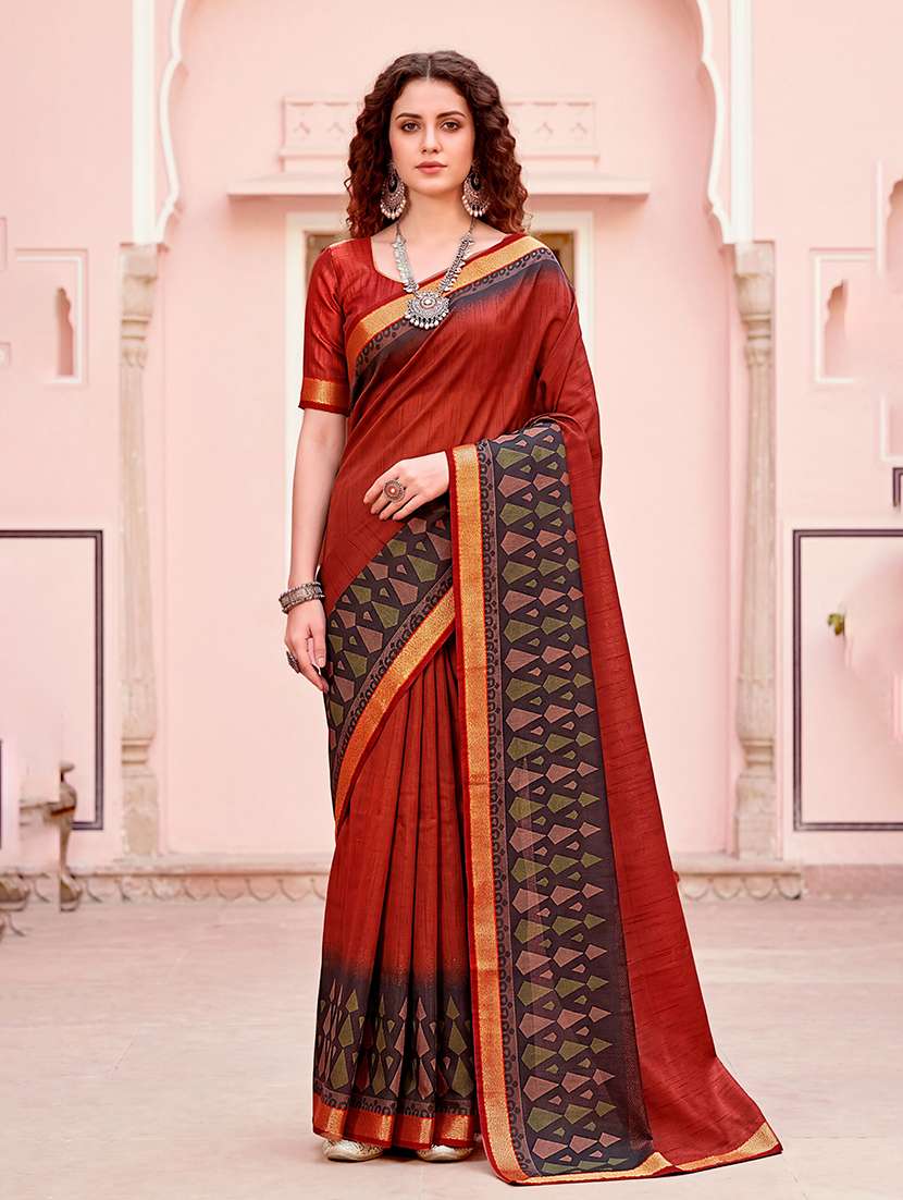 women printed casual wear saree with blouse