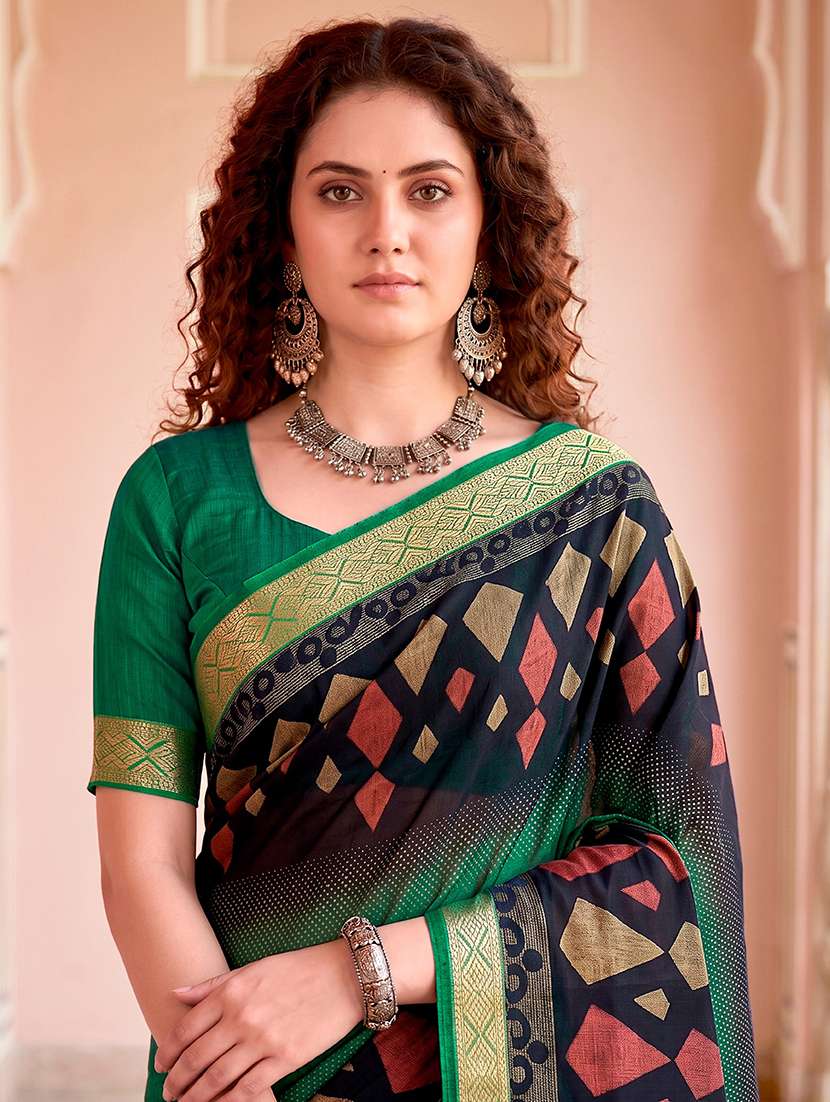 Women Printed Casual Wear Saree With Blouse - 22515054 -  Standard Image - 1
