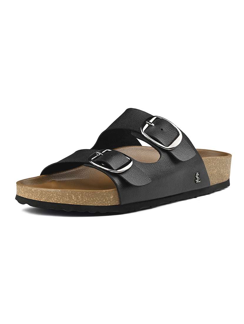 women solid slip on double strap sandal - 22515208 -  Standard Image - 1