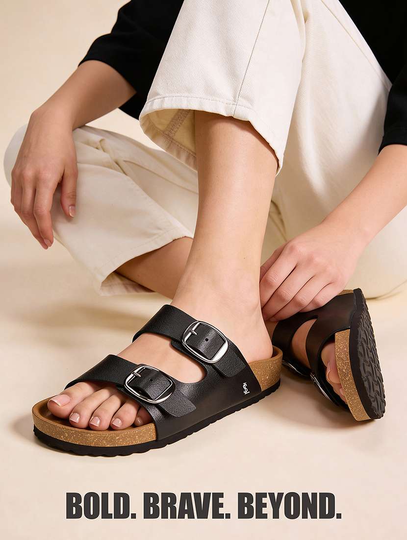 women solid slip on double strap sandal - 22515208 -  Standard Image - 4