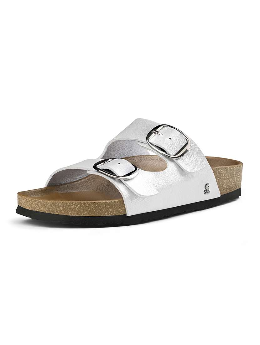 women solid slip on double strap sandal - 22515210 -  Standard Image - 1