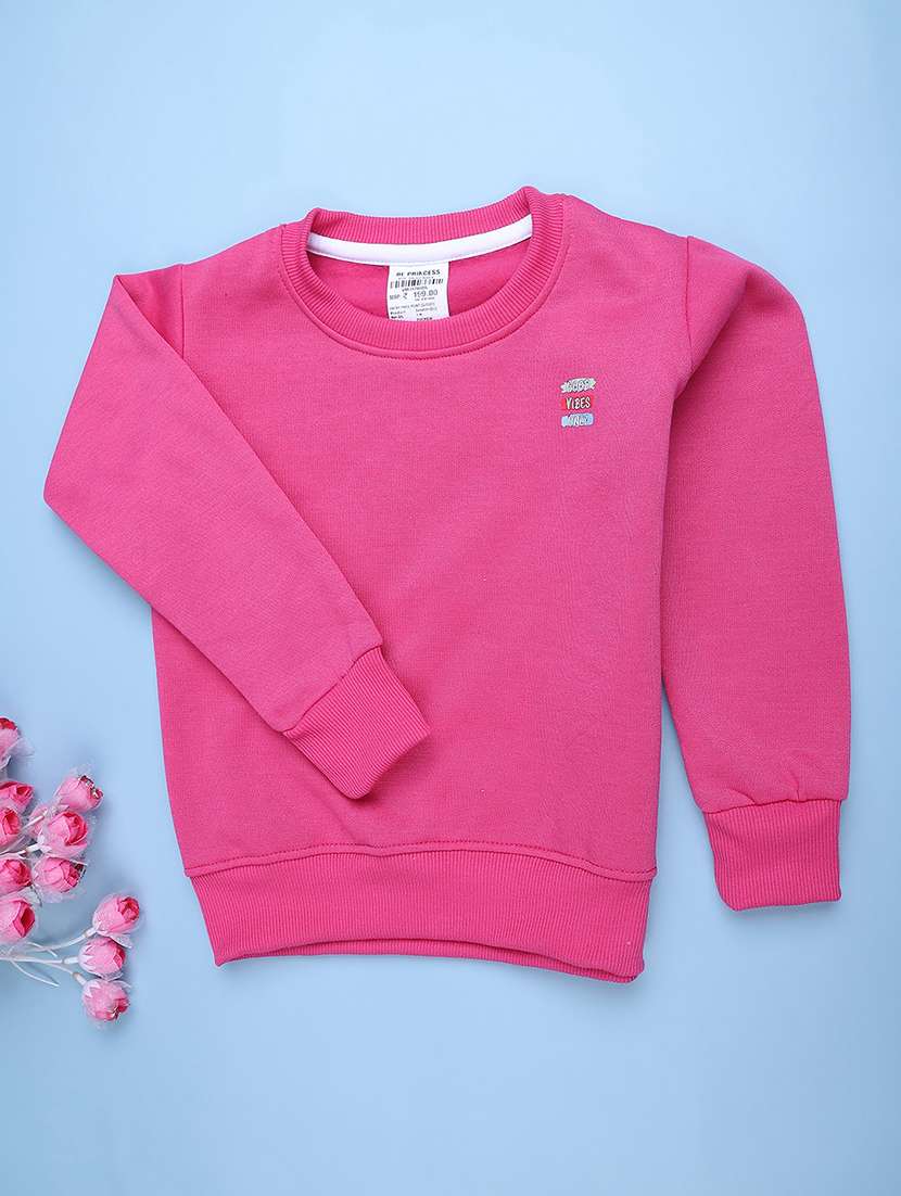 girls solid long sleeves regular fit sweatshirt - 22515223 -  Standard Image - 1