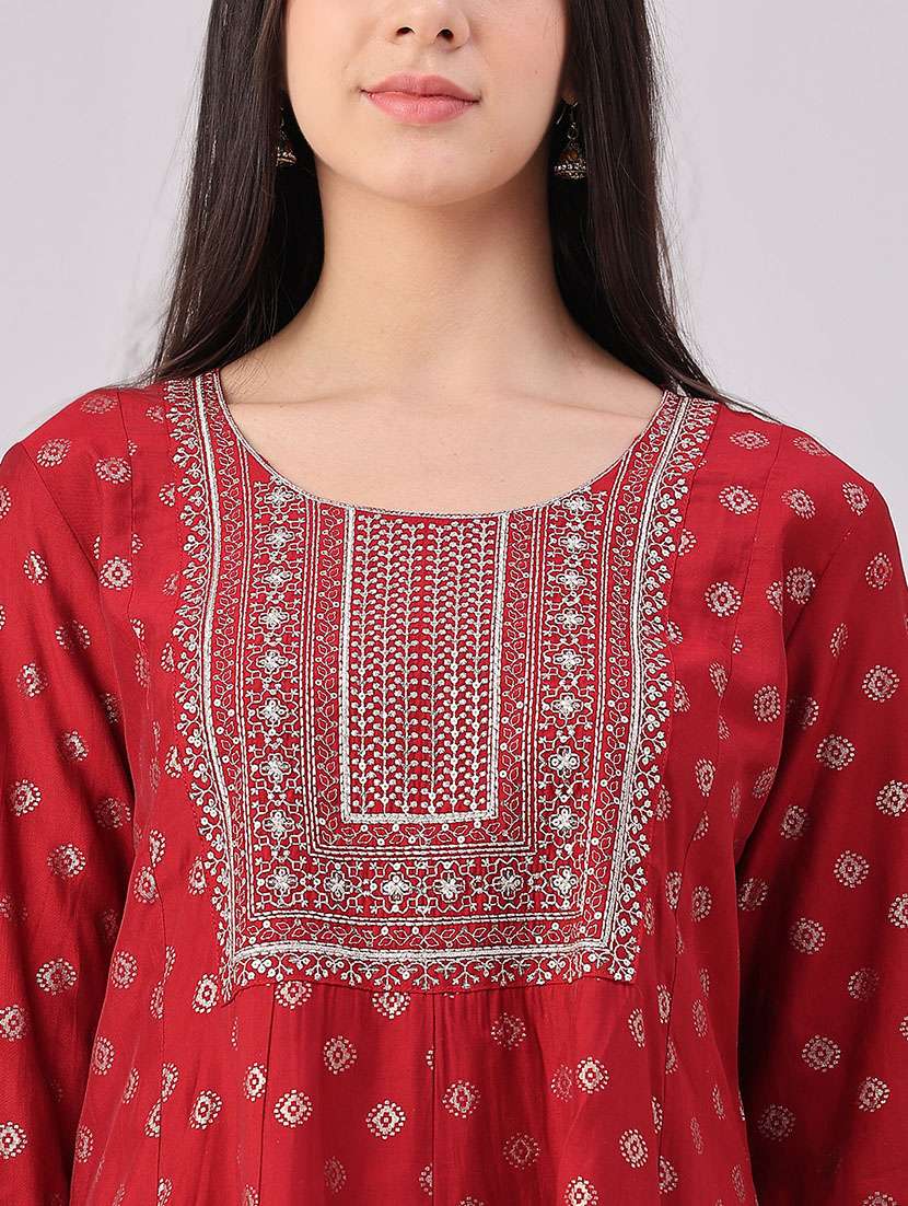 Women Printed Three Quarter Sleeve Anarkali Kurta - 22515454 -  Standard Image - 1