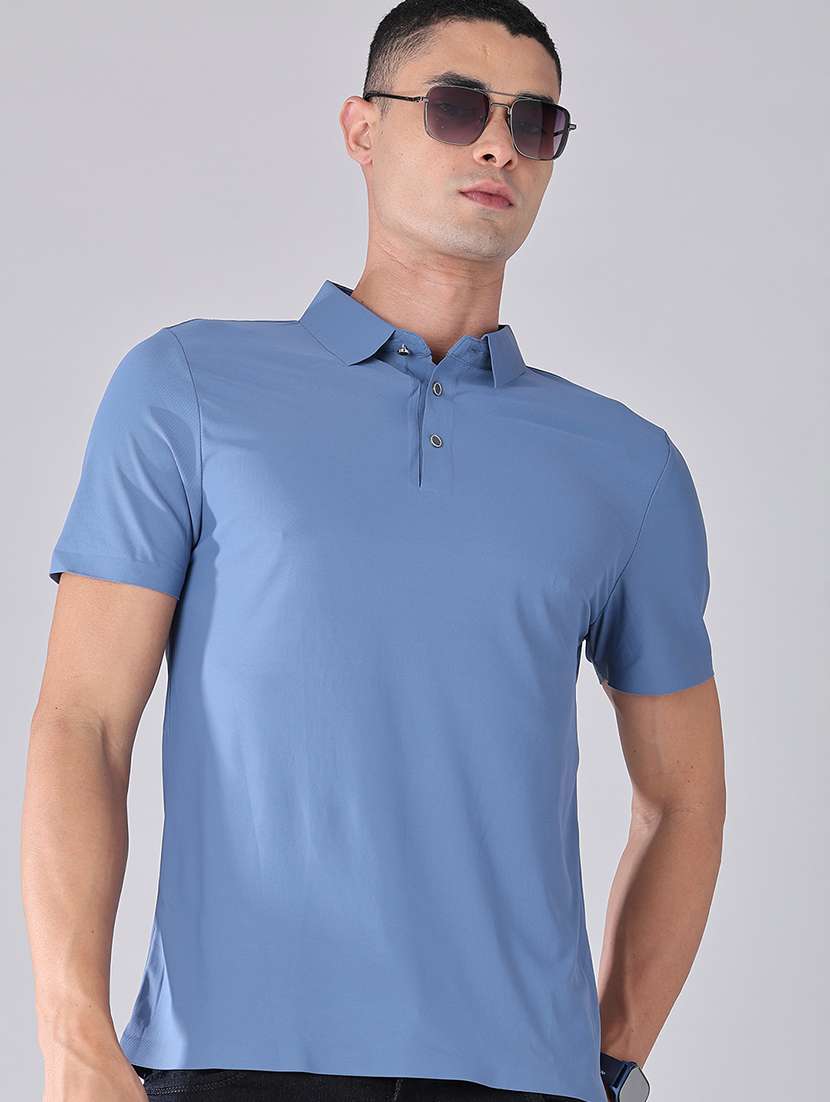 men solid short sleeve slim fit polo t-shirt