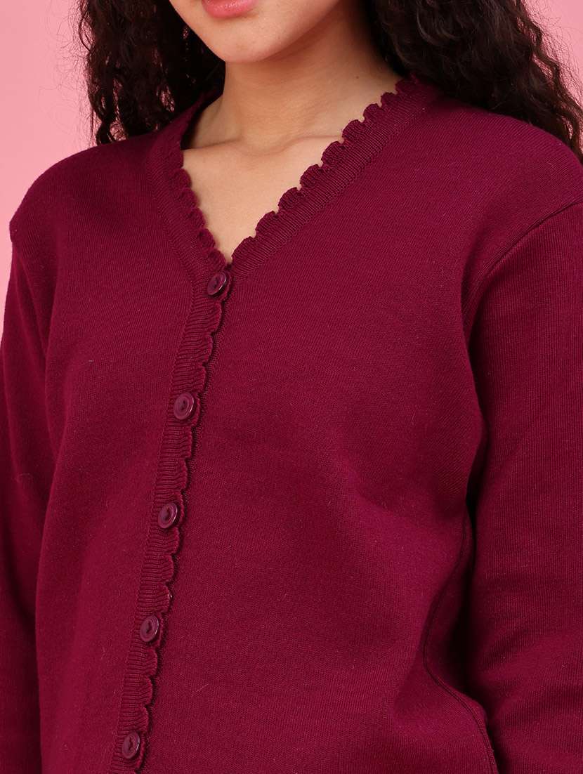 Women Solid Long Sleeves Regular Fit Cardigan - 22516303 -  Standard Image - 1